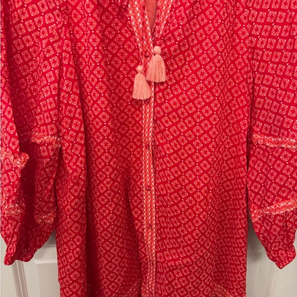 Vineyard Vines Vineyard Tile Print red long sleeve dress size S - Picture 5 of 13